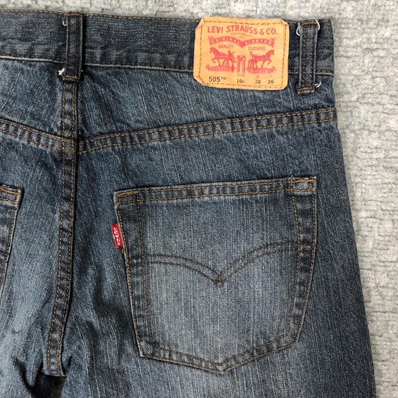 Levis 505 Jeans Boys 10 Husky W30 L26 Blue Denim Regular Fit Classic Youth Kids - Picture 3 of 13